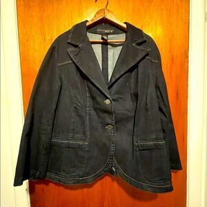 Denim Blazer with Button Detail
